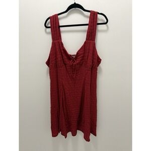 No Comment Plus Red Textured Tie-Front Mini Dress – Size 3X Juniors Plus